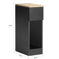 SoBuy Nattbord med 1 skuffe i sort 20x35x60cm, moderne FBT111-SCH