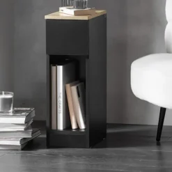 SoBuy Nattbord med 1 skuffe i sort 20x35x60cm, moderne FBT111-SCH