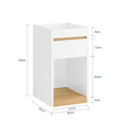 SoBuy Nattbord med 1 skuffe i hvid 30x35x55cm, moderne FBT137-W