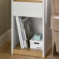 SoBuy Nattbord med 1 skuffe i hvid 30x35x55cm, moderne FBT137-W