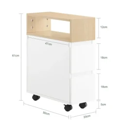 SoBuy Nattbord med 2 skuffer i træ 50x20x61cm, minimalistisk FBT155-WN
