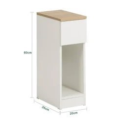 SoBuy Nattbord med 1 skuffe i hvid 20x35x60cm, moderne FBT111-WN