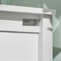 SoBuy Nattbord med 1 skuffe i hvid 45x30x68cm, moderne FBT46-W