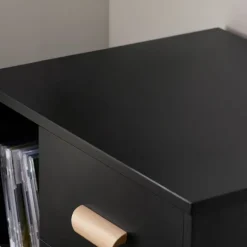 SoBuy Nattbord med 3 skuffer i sort 48x40x60cm, moderne FBT95-SCH