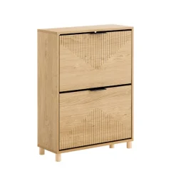 SoBuy naturlig skoskab med 2 døre 60x24x83cm, vintage FSR200-II-N