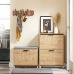 SoBuy naturlig skoskab med 2 døre 60x24x83cm, vintage FSR200-II-N