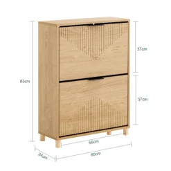 SoBuy naturlig skoskab med 2 døre 60x24x83cm, vintage FSR200-II-N