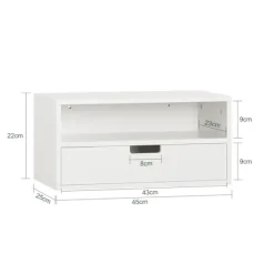 SoBuy Sengehylde med klemme med 1 skuffe i hvid 45x25x22cm, funktionel NKD03-W