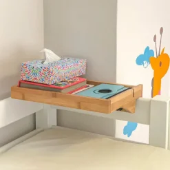 SoBuy Sengehylde med klemme med 1 hylde i træ 36x25x8.5cm, funktionel NKD01-N