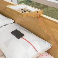 SoBuy Sengehylde med klemme med 1 hylde i træ 36x25x8.5cm, funktionel NKD01-N