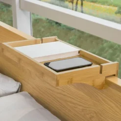 SoBuy Sengehylde med klemme med 1 hylde i træ 36x25x8.5cm, funktionel NKD01-N