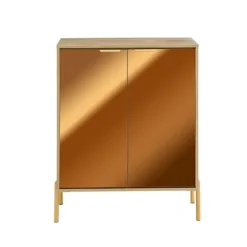 SoBuy Skab til sko med 2 døre i guld 83x38x100cm, moderne FSB96-G
