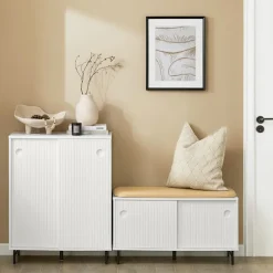 SoBuy Skab til sko med 1 dør i hvid 70x37x88cm, moderne FSB62-W