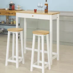 SoBuy skrivebord med skuffe Barbord Spisebord med stole FWT50-WN