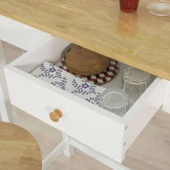 SoBuy skrivebord med skuffe Barbord Spisebord med stole FWT50-WN