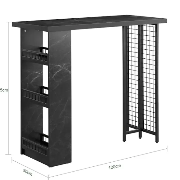 SoBuy sort barbord 120x50x105cm, industriel FWT100-SCH