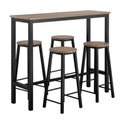 SoBuy sort bord med 4 skamler med pladsbesparende 120x40x100cm, industriel OGT22-SCH