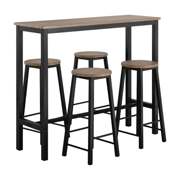 SoBuy sort bord med 4 skamler med pladsbesparende 120x40x100cm, industriel OGT22-SCH