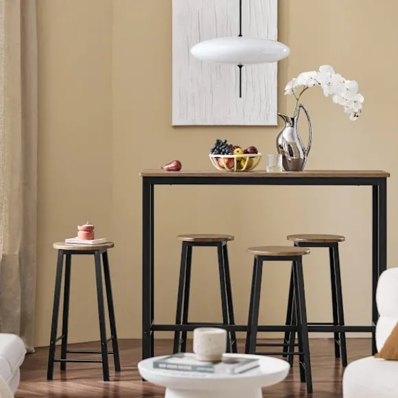 SoBuy sort bord med 4 skamler med pladsbesparende 120x40x100cm, industriel OGT22-SCH