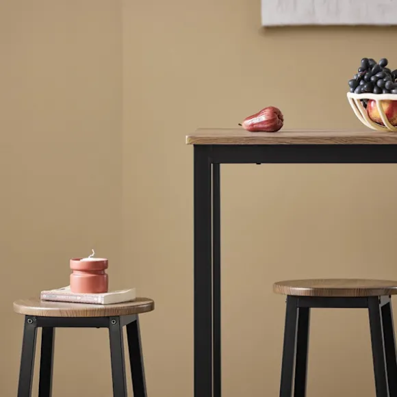 SoBuy sort bord med 4 skamler med pladsbesparende 120x40x100cm, industriel OGT22-SCH