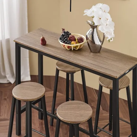 SoBuy sort bord med 4 skamler med pladsbesparende 120x40x100cm, industriel OGT22-SCH
