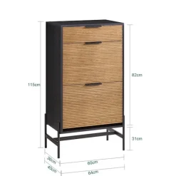 SoBuy sort skohylde med 1 skuffe 60.1x40.1x111.5cm, moderne HFSR03-SCH