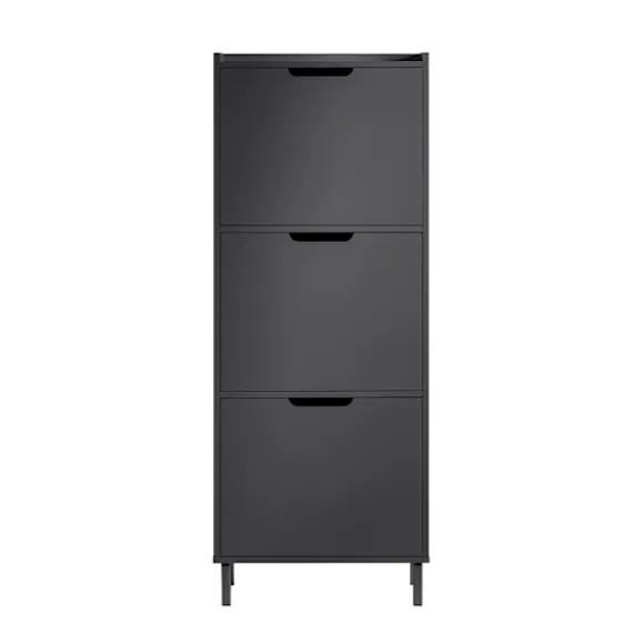SoBuy sort skoskab med 4 døre 19x50.01x129.01cm, moderne FSR151-H-SCH