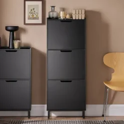 SoBuy sort skoskab med 4 døre 19x50.01x129.01cm, moderne FSR151-H-SCH