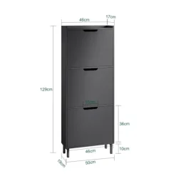 SoBuy sort skoskab med 4 døre 19x50.01x129.01cm, moderne FSR151-H-SCH