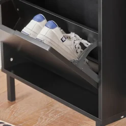 SoBuy sort skoskab med 4 døre 19x50.01x129.01cm, moderne FSR151-H-SCH