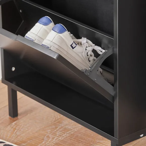 SoBuy sort skoskab med 4 døre 19x50.01x129.01cm, moderne FSR151-H-SCH
