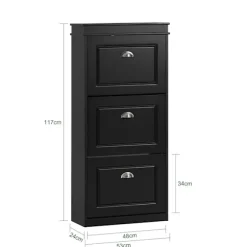SoBuy sort skoskab med 3 døre 24x53.01x116.99cm, moderne FSR94-SCH