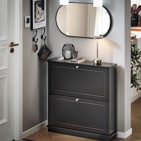 SoBuy sort skoskab med 2 døre 18.01x76x78.99cm, moderne FSR99-SCH