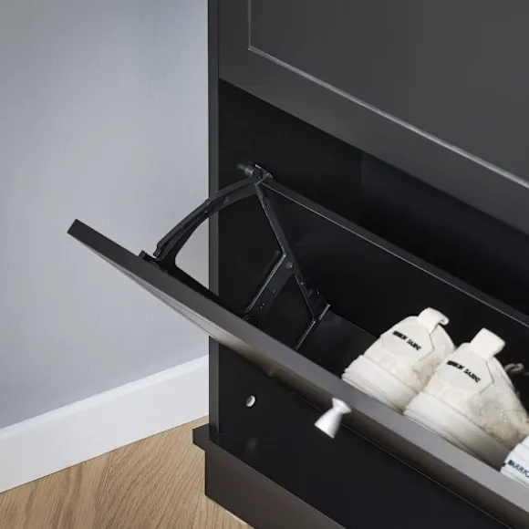 SoBuy sort skoskab med 2 døre 18.01x76x78.99cm, moderne FSR99-SCH