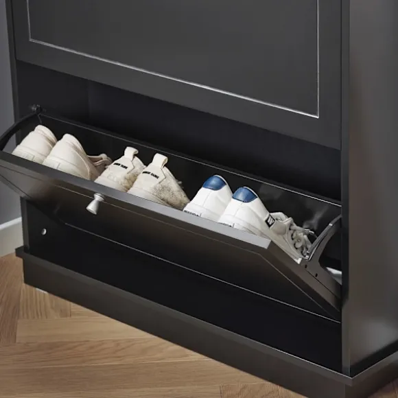SoBuy sort skoskab med 2 døre 18.01x76x78.99cm, moderne FSR99-SCH