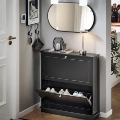 SoBuy sort skoskab med 2 døre 18.01x76x78.99cm, moderne FSR99-SCH