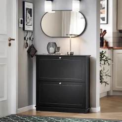 SoBuy sort skoskab med 2 døre 18.01x76x78.99cm, moderne FSR99-SCH