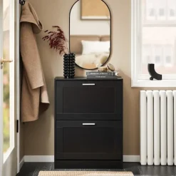 SoBuy sort skoskab med 2 døre 59.5x23x79.5cm, vintage FSR137-SCH