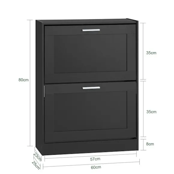 SoBuy sort skoskab med 2 døre 59.5x23x79.5cm, vintage FSR137-SCH