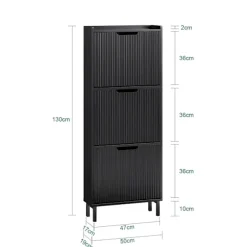 SoBuy sort skoskab med 3 døre 19x50.01x130cm, moderne FSR177-H-SCH