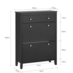 SoBuy sort skoskab med 1 skuffe 24.99x80.01x108cm, nordisk FSR89-SCH