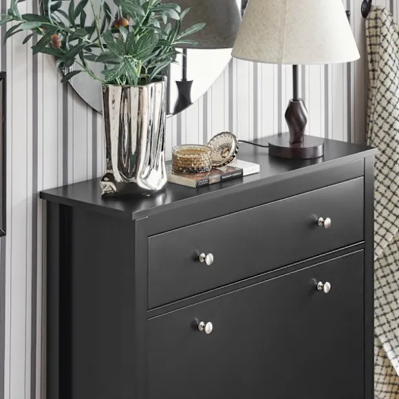 SoBuy sort skoskab med 1 skuffe 24.99x80.01x108cm, nordisk FSR89-SCH