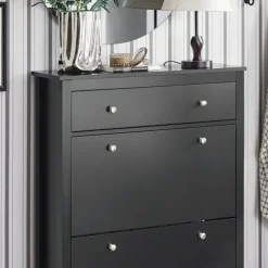 SoBuy sort skoskab med 1 skuffe 24.99x80.01x108cm, nordisk FSR89-SCH