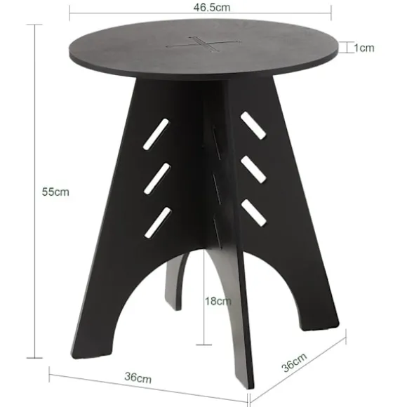SoBuy sort sofabord med kegleforbindelser og til telefon 46.5x46.5x54.5cm, industriel HFBT01-SCH