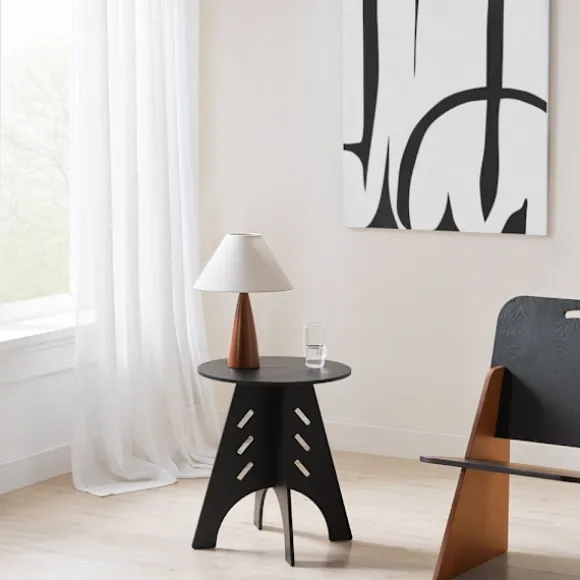 SoBuy sort sofabord med kegleforbindelser og til telefon 46.5x46.5x54.5cm, industriel HFBT01-SCH