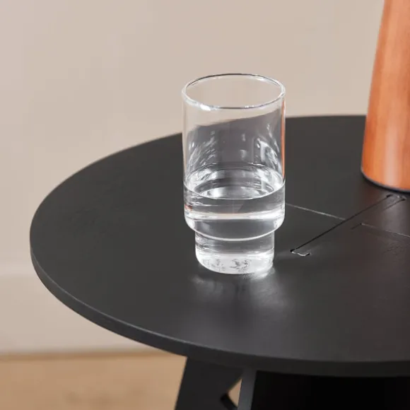 SoBuy sort sofabord med kegleforbindelser og til telefon 46.5x46.5x54.5cm, industriel HFBT01-SCH