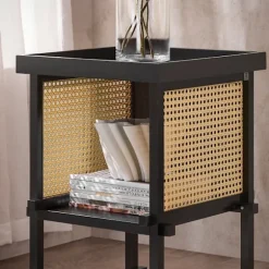 SoBuy sort sofabord 40x40x60cm, moderne HFBT03-SCH