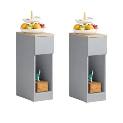 SoBuy Sæt med 2 natborde med 1 skuffe i lysegrå 20x35x60cm, moderne FBT111-HGx2