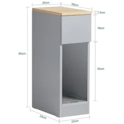 SoBuy Sæt med 2 natborde med 1 skuffe i lysegrå 20x35x60cm, moderne FBT111-HGx2