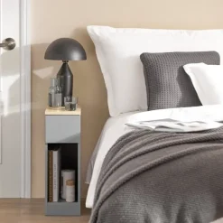 SoBuy Sæt med 2 natborde med 1 skuffe i lysegrå 20x35x60cm, moderne FBT111-HGx2